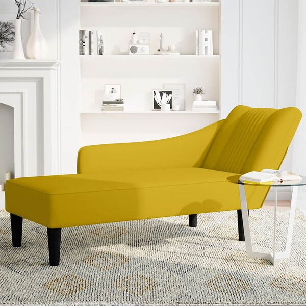 vidaXL Fauteuil long avec accoudoir droit jaune velours