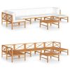 vidaXL Salon de jardin 8 pcs avec coussins cr&egrave;me bois de teck solide