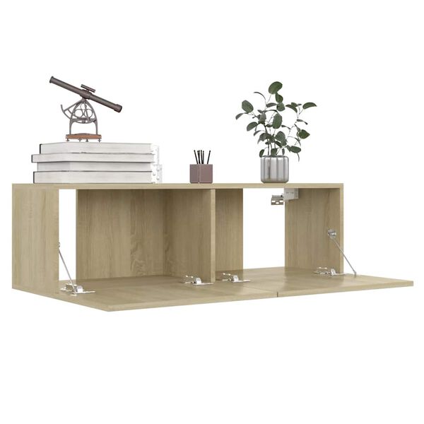 vidaXL Meuble TV Chêne sonoma 100x30x30 cm Bois d’ingénierie