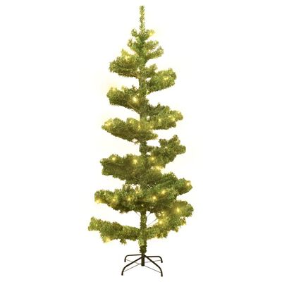 vidaXL Arbre de Noël hélicoïdal pré-éclairé et support vert 150 cm PVC