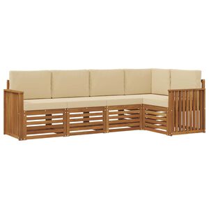 vidaXL Ensemble de canap&eacute;s d'ext&eacute;rieur 5 pc Naturel et Beige Polyester