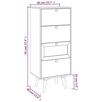 vidaXL Buffet haut avec tiroirs 40x30x95 cm bois d'ingénierie