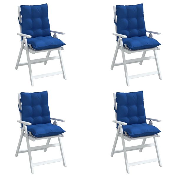 vidaXL Coussins de chaise &agrave; dossier bas lot de 4 bleu royal