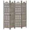 vidaXL Cloison de s&eacute;paration 4 panneaux Gris 160x165 cm Bois manguier