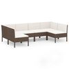 vidaXL Salon de jardin 6 pcs avec coussins R&eacute;sine tress&eacute;e Marron