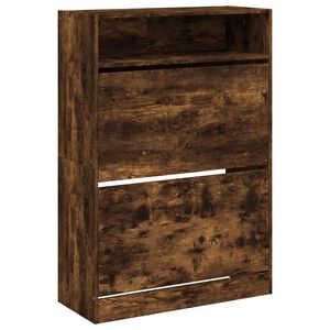 vidaXL Armoire &agrave; chaussures 2 tiroirs rabattables ch&ecirc;ne fum&eacute;