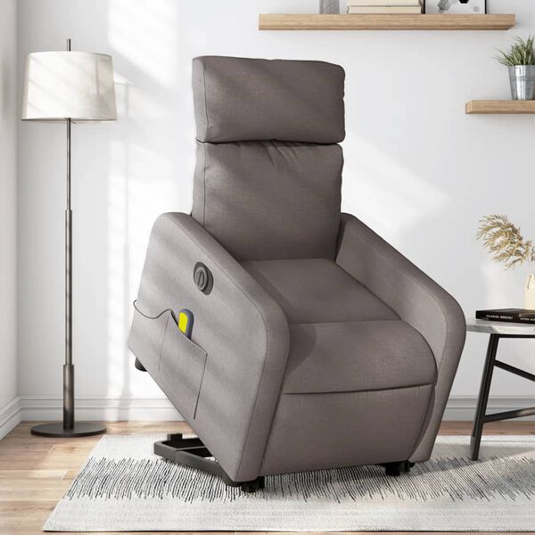 vidaXL Fauteuil inclinable de massage &eacute;lectrique Taupe Tissu