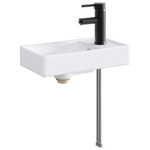 vidaXL Lavabo de salle de bain avec robinet et &eacute;vacuation Noir Mat