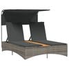 vidaXL Chaise longue double et auvent et coussins gris r&eacute;sine tress&eacute;e