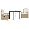 vidaXL Ensemble de salle &agrave; manger pour jardin 3 pc polyrotin