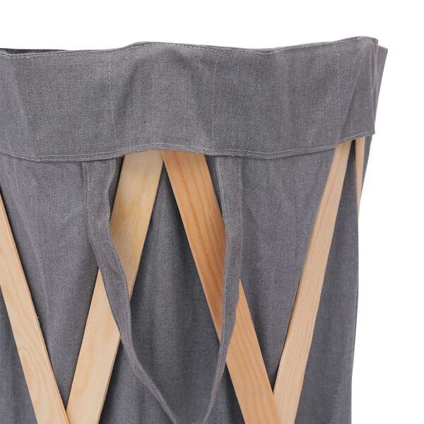 vidaXL Panier &agrave; linge pliable Gris Bois et tissu