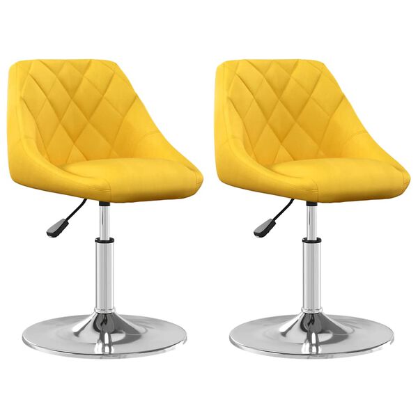 vidaXL Chaises &agrave; manger pivotantes lot de 2 jaune moutarde velours