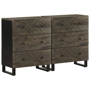 vidaXL Buffets 2 pcs noir 60x33x75 cm bois massif de manguier