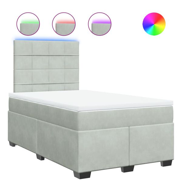 vidaXL Sommier &agrave; lattes de lit et matelas gris clair 120x190cm velours