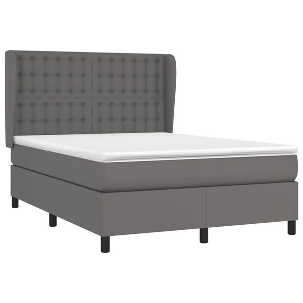 vidaXL Sommier &agrave; lattes de lit avec matelas Gris 140x200 cm Similicuir