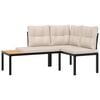 vidaXL Ensemble de banc de jardin avec coussins 3 pcs noir