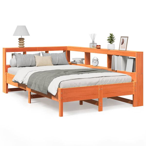 vidaXL Lit biblioth&egrave;que sans matelas cire marron 120x200 cm pin massif