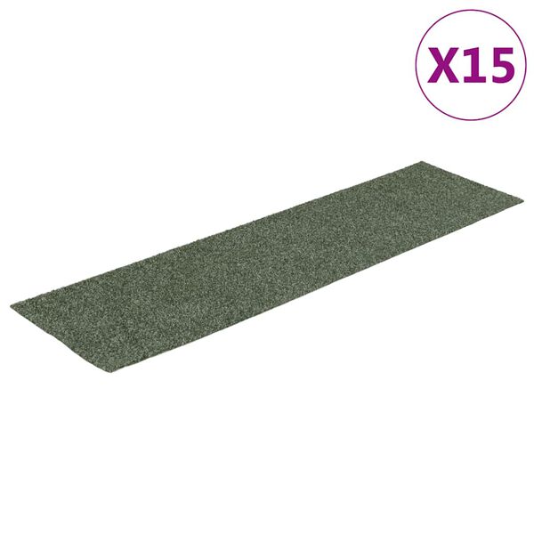 vidaXL Tapis d'escalier autocollants 15 pièces 76 x 20 cm Vert Rectangulaire
