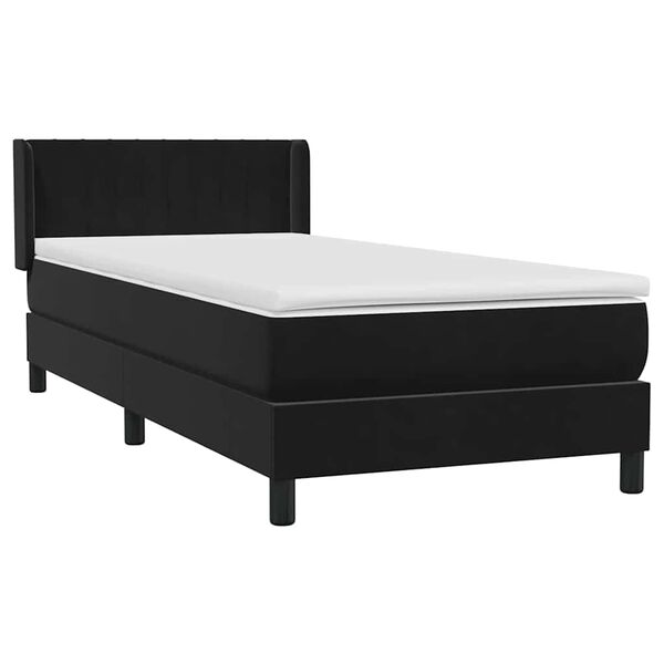 vidaXL Sommier &agrave; lattes de lit avec matelas noir 90x210 cm velours