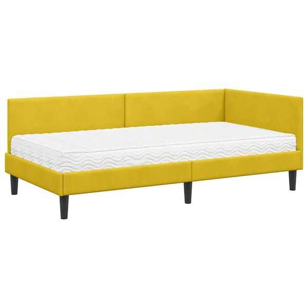 vidaXL Cadre de lit d'angle avec matelas Autre 2 pcs Jaune Velours