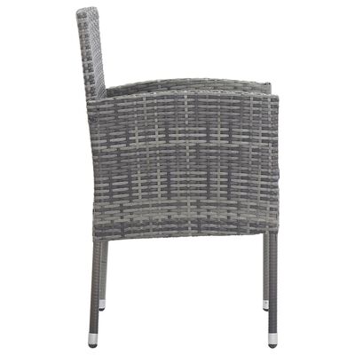 vidaXL Ensemble à manger de jardin 3pcs gris/noir résine tressée/acier