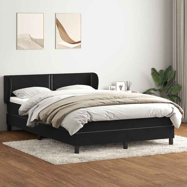 vidaXL Sommier &agrave; lattes de lit avec matelas noir 160x220 cm velours
