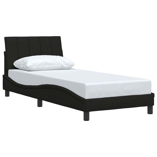 vidaXL Cadre de lit sans matelas Hanko noir 90x190 cm tissu