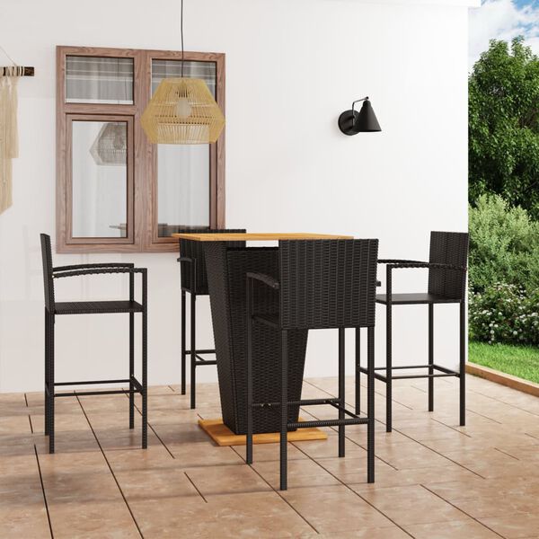 vidaXL Ensemble de bar de jardin 5 pcs Noir