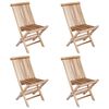 vidaXL Chaise de jardin pliante 4 pc Naturel Bois de teck massif