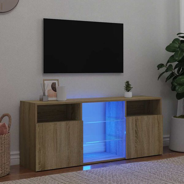 vidaXL Meuble TV avec lumières LED chêne sonoma 120x30x50 cm