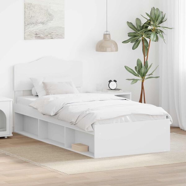vidaXL Cadre de lit Blanc 75 x 190 cm Bois de pin massif