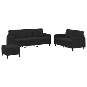 vidaXL Ensemble de canap&eacute;s 3 pcs noir velours