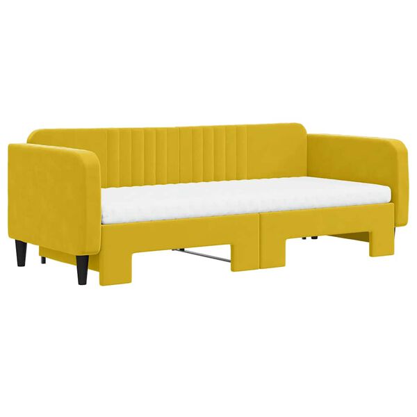 vidaXL Lit de jour avec gigogne et matelas jaune 90x200 cm velours