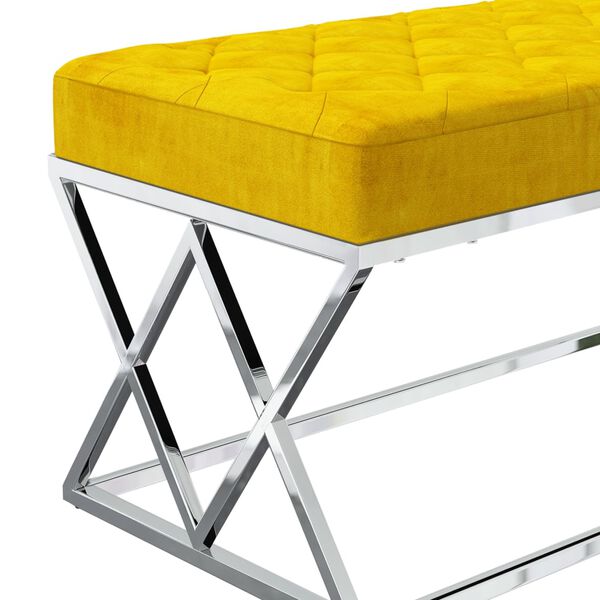 vidaXL Banc Jaune moutarde Velours et acier inoxydable