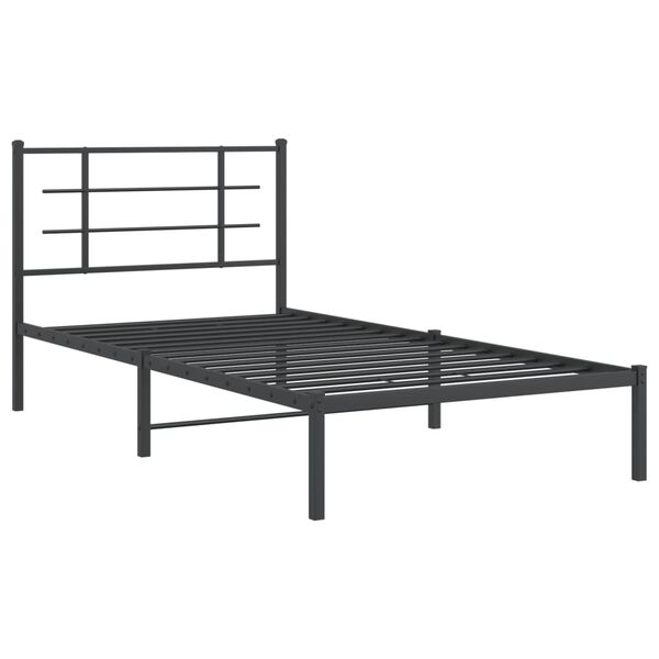 vidaXL Cadre de lit m&eacute;tal sans matelas avec t&ecirc;te de lit noir 107x203cm