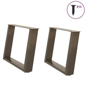 vidaXL Pieds de table basse en U, 2 pi&egrave;ces, acier naturel, 70 x (42-43) cm