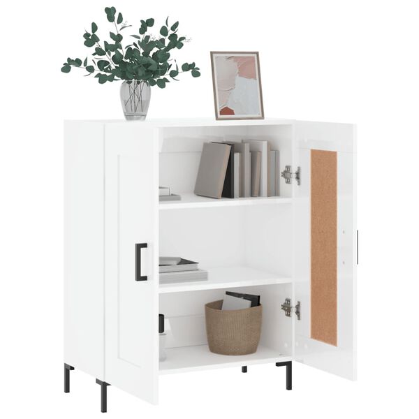 vidaXL Buffet Blanc brillant 69,5x34x90 cm Bois d'ing&eacute;nierie