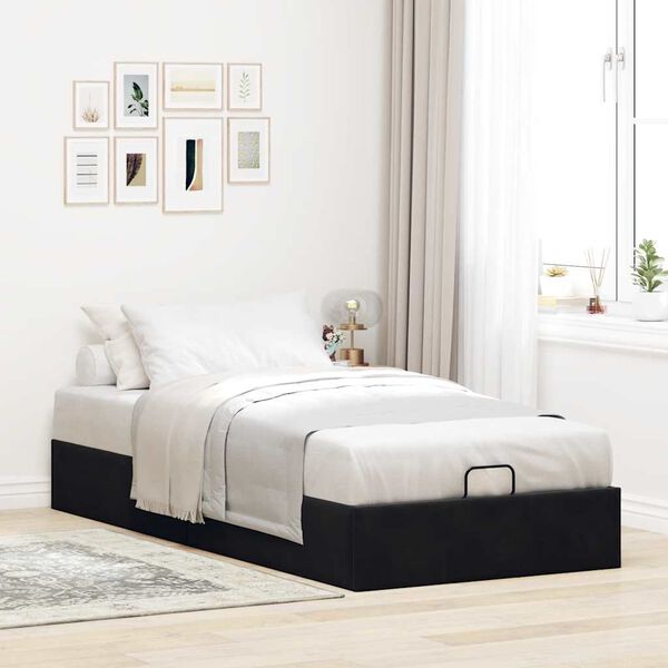 vidaXL Cadre de lit ottoman sans matelas noir 100x200 cm velours