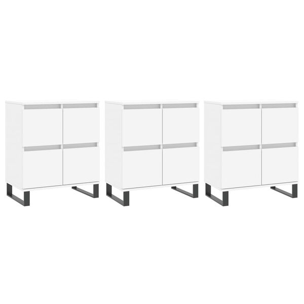 vidaXL Buffets 3 pcs Blanc Bois d'ing&eacute;nierie