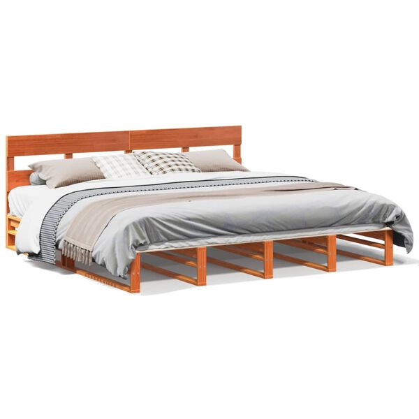 vidaXL Cadre de lit sans matelas cire marron 200x200cm bois pin massif