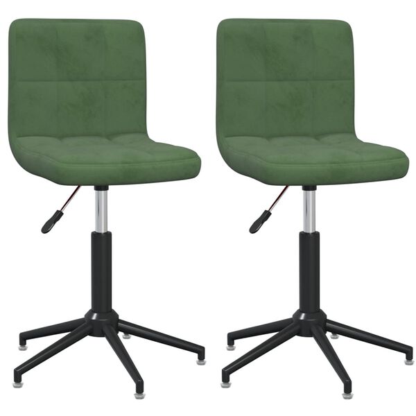 vidaXL Chaises pivotantes &agrave; manger lot de 2 Vert fonc&eacute; Velours