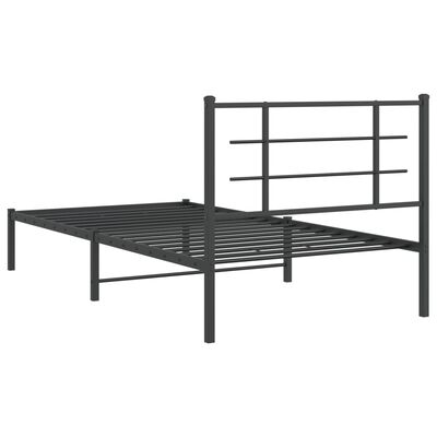 vidaXL Cadre de lit métal sans matelas avec tête de lit noir 100x200cm