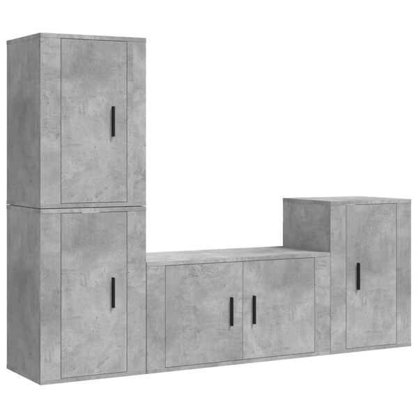 vidaXL Ensemble de meubles TV 4 pcs Gris b&eacute;ton Bois d'ing&eacute;nierie