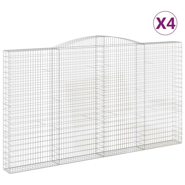vidaXL Paniers &agrave; gabions arqu&eacute;s 4 pcs 400x30x220/240 cm Fer galvanis&eacute;