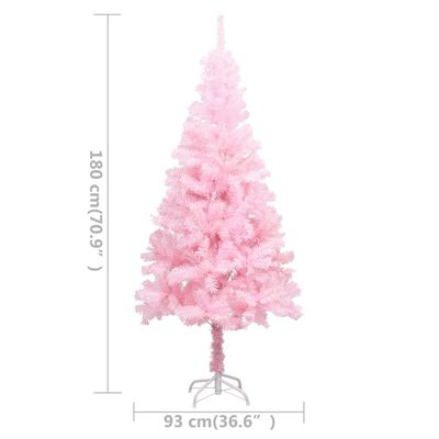 vidaXL Arbre de Noël artificiel pré-éclairé et boules rose 180 cm PVC