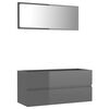 vidaXL Ensemble de meubles de bain 2 pcs Gris brillant Agglom&eacute;r&eacute;