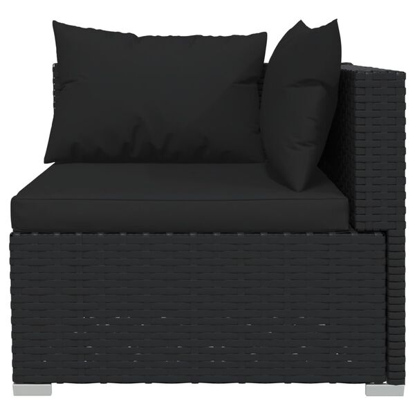 vidaXL Salon de jardin 6 pcs avec coussins r&eacute;sine tress&eacute;e noir
