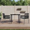 vidaXL Ensemble &agrave; manger de jardin coussins 3 pcs noir rotin et acier