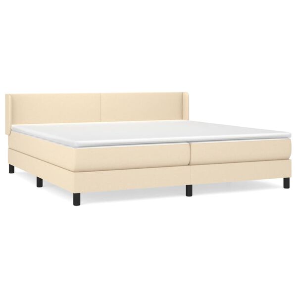 vidaXL Sommier &agrave; lattes de lit avec matelas Cr&egrave;me 200x200 cm Tissu