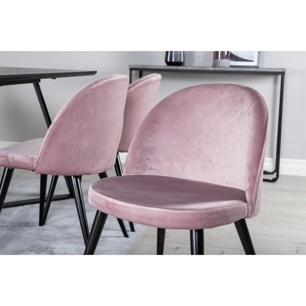 Venture Home Chaises &agrave; manger lot de 2 Velvet noir et rose poussi&eacute;reux